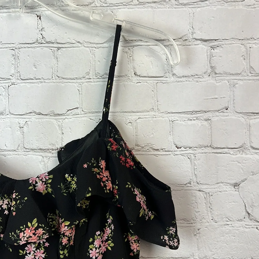 B Darlin Black Floral Off Shoulder Maxi Dress Juniors Size 5/6 Homecoming HOCO - Picture 5 of 8